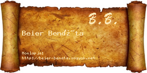 Beier Benáta névjegykártya